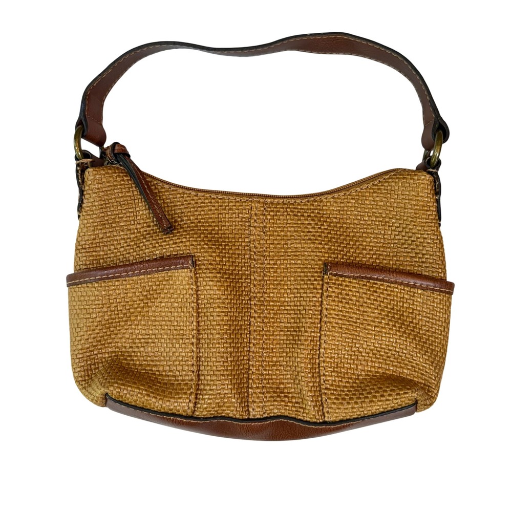 VTG Fossil Genuine Classic 1954 Leather Woven Shoulder Hand Bag‎ Tan Brown Purse